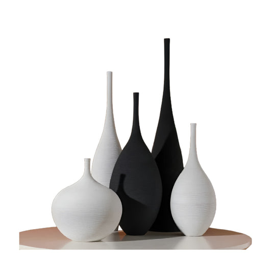 [Ornament] Minimalist Zen Ceramic Art Vase - Black & White