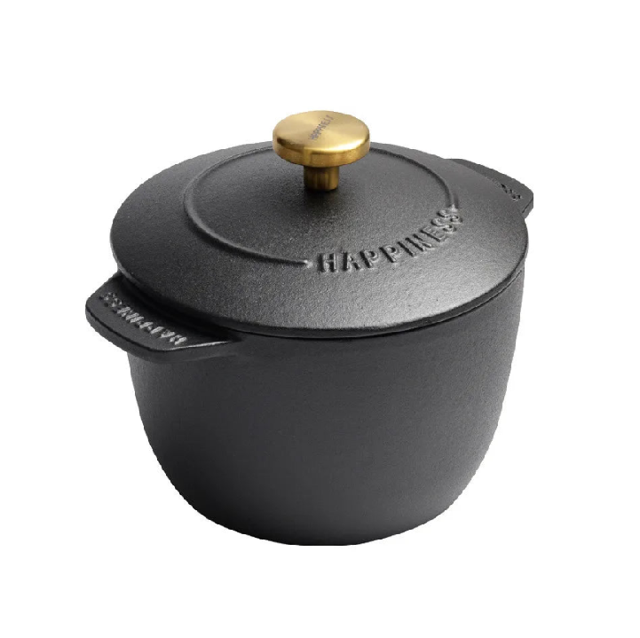 [cookware] Rice Casserole Cast Iron Rice Cooker 16cm Black Dutch Oven Stew Pot Applicable To Cook Rice And Bake Cooking Utensils 1.5 Quart