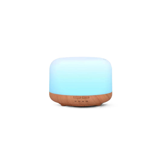 [Wellness] 500ML Mini Humidifier USB Wood Grain Aroma Diffuser, Air Humidifier with Colorful Night Lights, Essential Oil Diffuser Machine