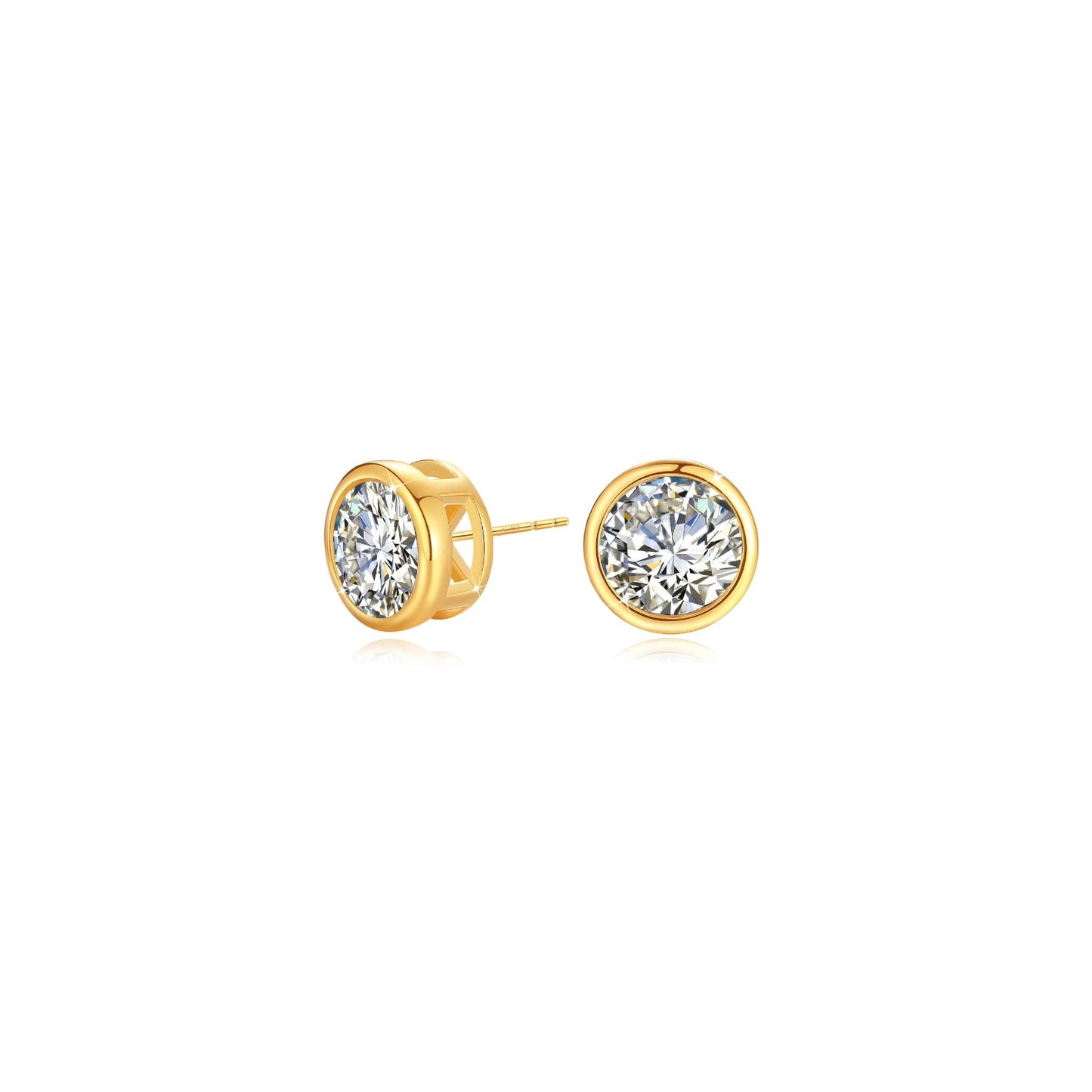 [Earrings] Genuine 18K Gold Moissanite Stud Earrings 2ct Diamond Earrings Classic Trendy for Women Wedding Gifts Fine Jewelry