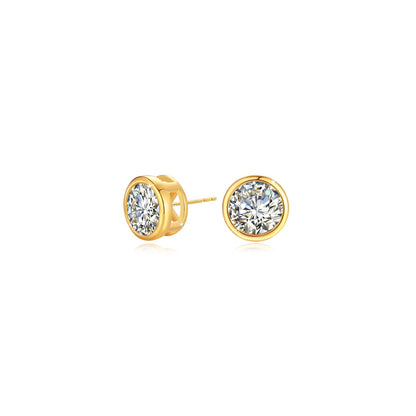 [Earrings] Genuine 18K Gold Moissanite Stud Earrings 2ct Diamond Earrings Classic Trendy for Women Wedding Gifts Fine Jewelry