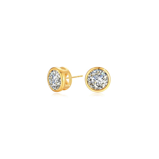 [Earrings] Genuine 18K Gold Moissanite Stud Earrings 2ct Diamond Earrings Classic Trendy for Women Wedding Gifts Fine Jewelry