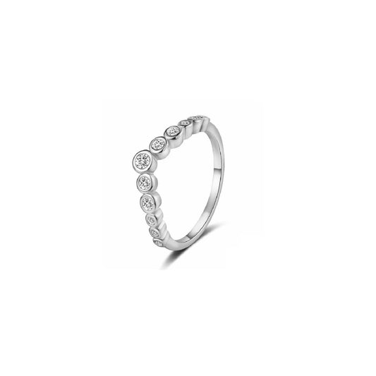 [rings] Clear CZ Gemstone Ring 925 Sterling Silver Rings Simple Style Silver Hand Jewelry For Women 18K Gold Plated