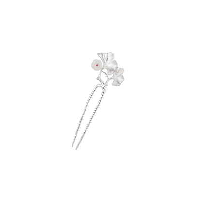 [Ornament] Korean Traditional Women's Hairpin S925 Sterling Silver Hair Stick Ginkgo Leaf