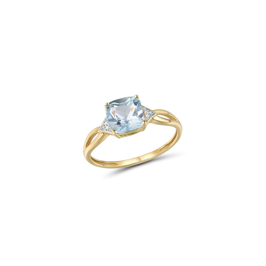 [rings] VISTOSO 14K 585 Yellow Gold Ring For Women Diamond Sky Blue Topaz Rings Gold 585 Real Original Anniversary Fine Jewelry