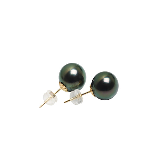 [Earrings] Genuine Tahitian Black Pearl Earrings For Women,Trend 18K Gold Big Pearl Earrings Wife Mother's Day Anniversary Gift