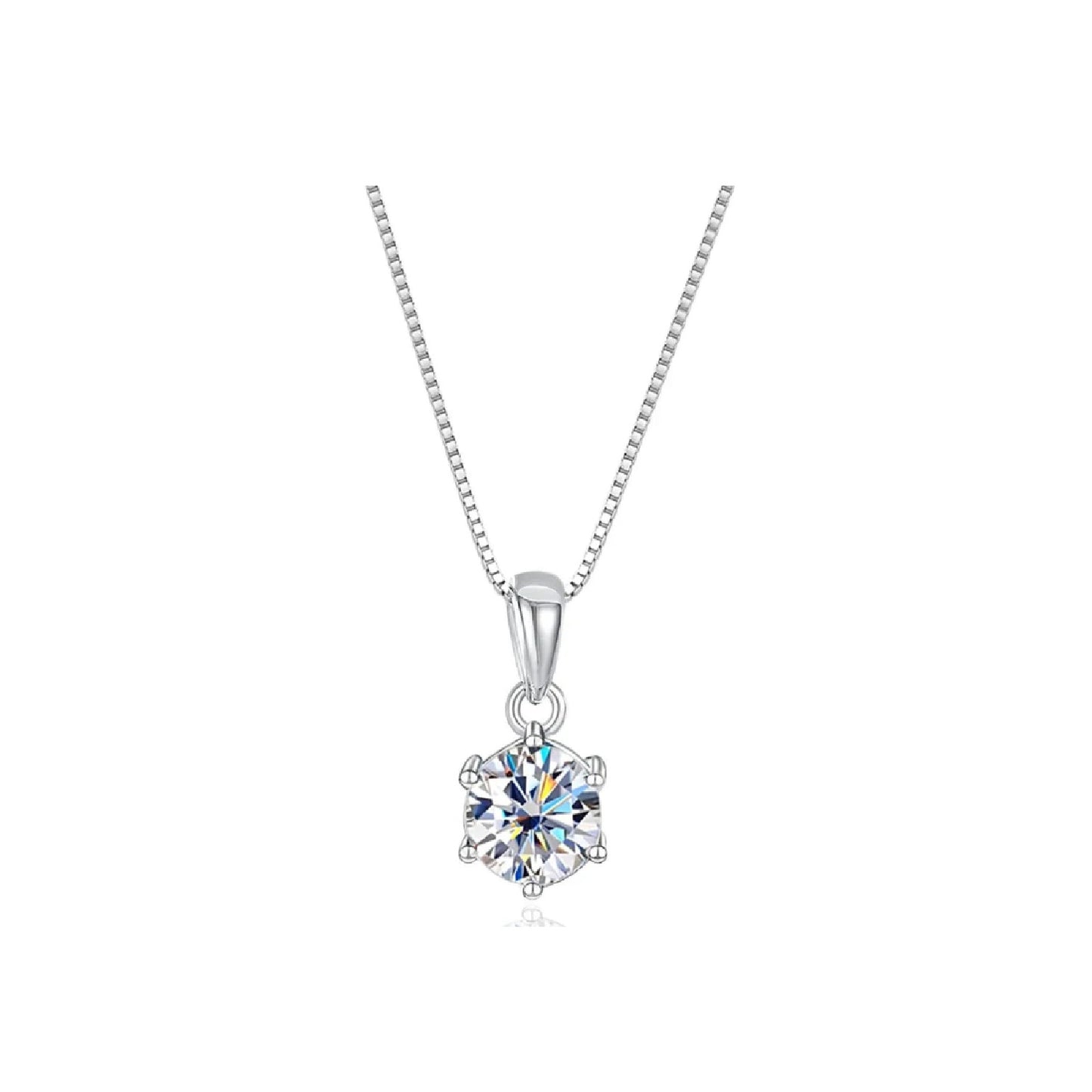 [Necklace] 1ct D VVS1 Moissanite Pendant Necklace for Women Wedding Bridal 100% S925 Sterling Silver Necklace Plated 18K Anniversary Gift