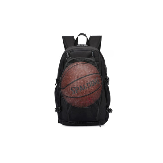 [Ball sports] Neutral Waterproof Backpack With Anti-theft Password Lock, Reflective Strip, Basketball Net Pocket, USB And Headphone Interface