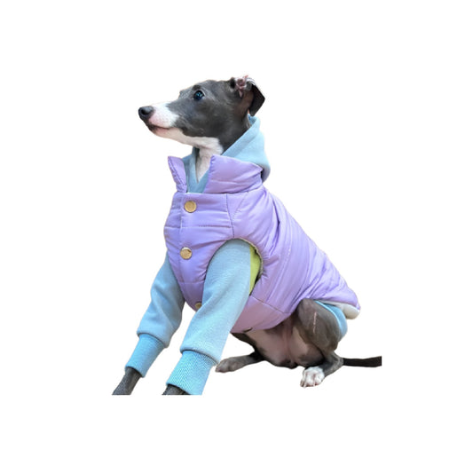 [supplies] Italy Little Greyhound Winter Cotton Jacket White Blue Button-up Warm Thick Vest Fashion Whippet Clothes Windproof Coat for Dogs