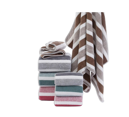 [towel] 1 pcs Striped Face Towel 35x75cm For Bathroom Or Soft And Absorbent Quick-Drying Experience Microfiber Bath Towel 70x140cm