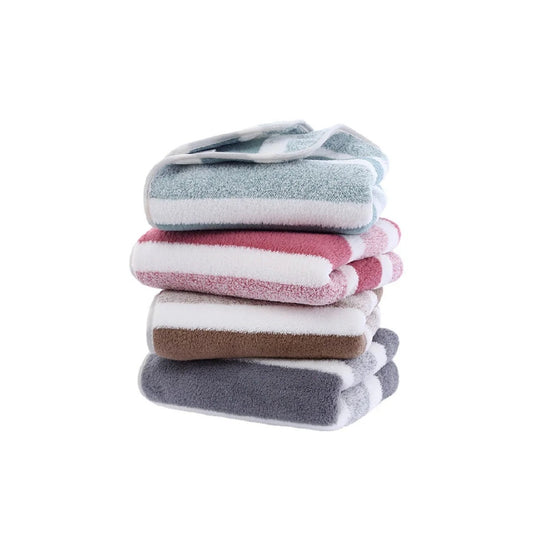 [towel] 1 pcs Striped Face Towel 35x75cm For Bathroom Or Soft And Absorbent Quick-Drying Experience Microfiber Bath Towel 70x140cm