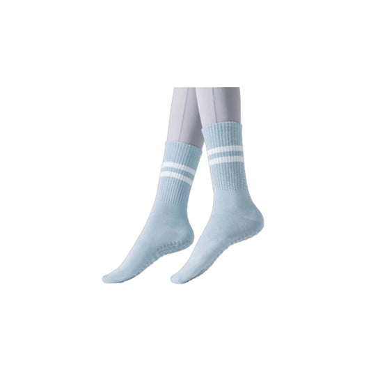 [socks] 1 pair of women's yoga socks, skipping rope sports socks, Pilates indoor anti slip floor socks, double bar mid leg socks